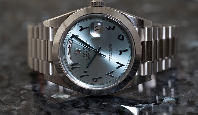 ROLEX DAY-DATE ICE BLUE ARABIC DIAL