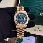 Rolex Day-Date Or Jaune – Cadran Vert Lunette Diamants